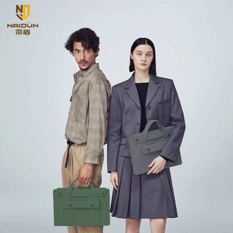 Pochette ordinateur à soufflets en simili cuir, 14 ou 15,6 pouces