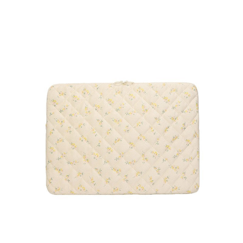 Housse ordinateur en coton matelassé à petites fleurs, 3 tailles