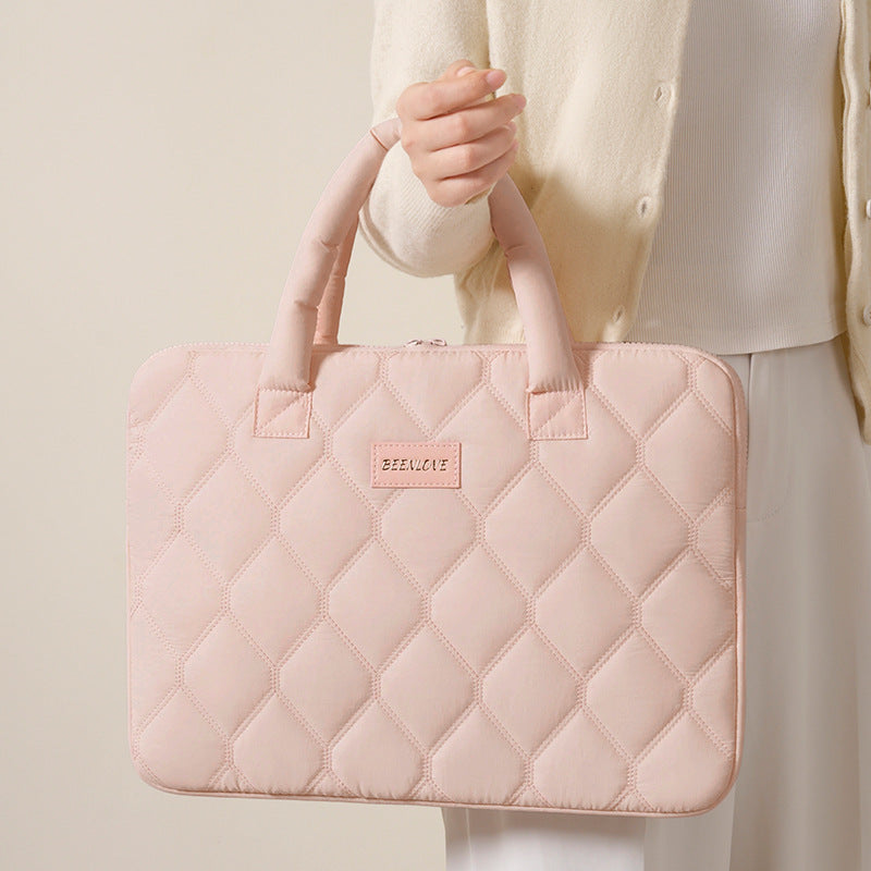 Pochette ordinateur femme matelassée 15,6 pouces, anses gonflées