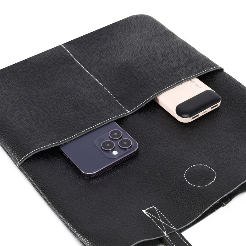 Sac ordinateur cuir femme, cabas vertical en cuir de vache grainé