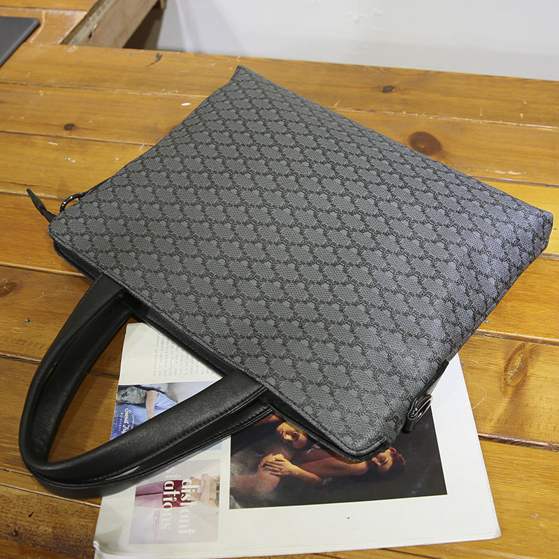 Sacoche ordinateur homme 14 pouces à damier gris et noir