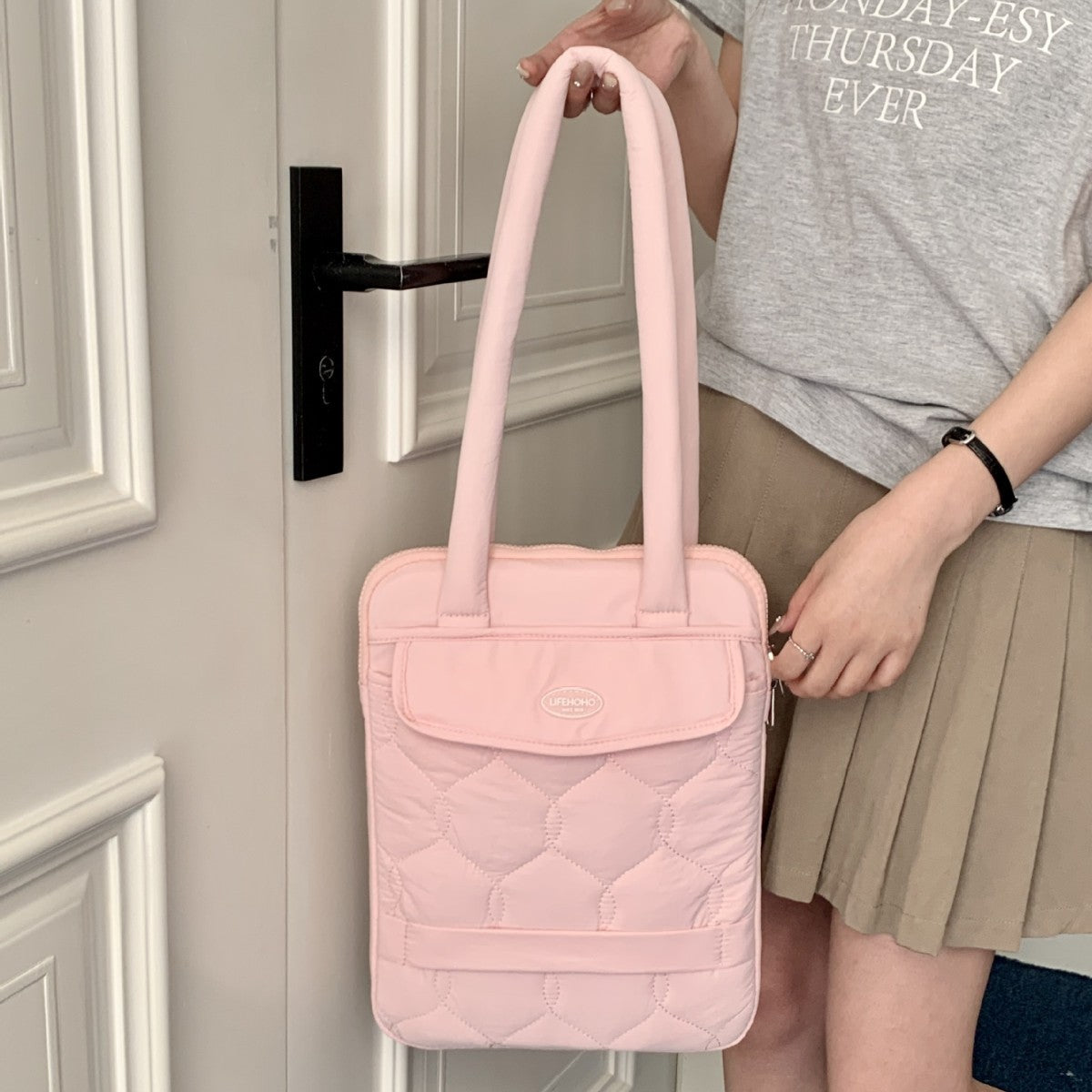 Pochette ordinateur matelassée à anses, 13 à 15,6 pouces