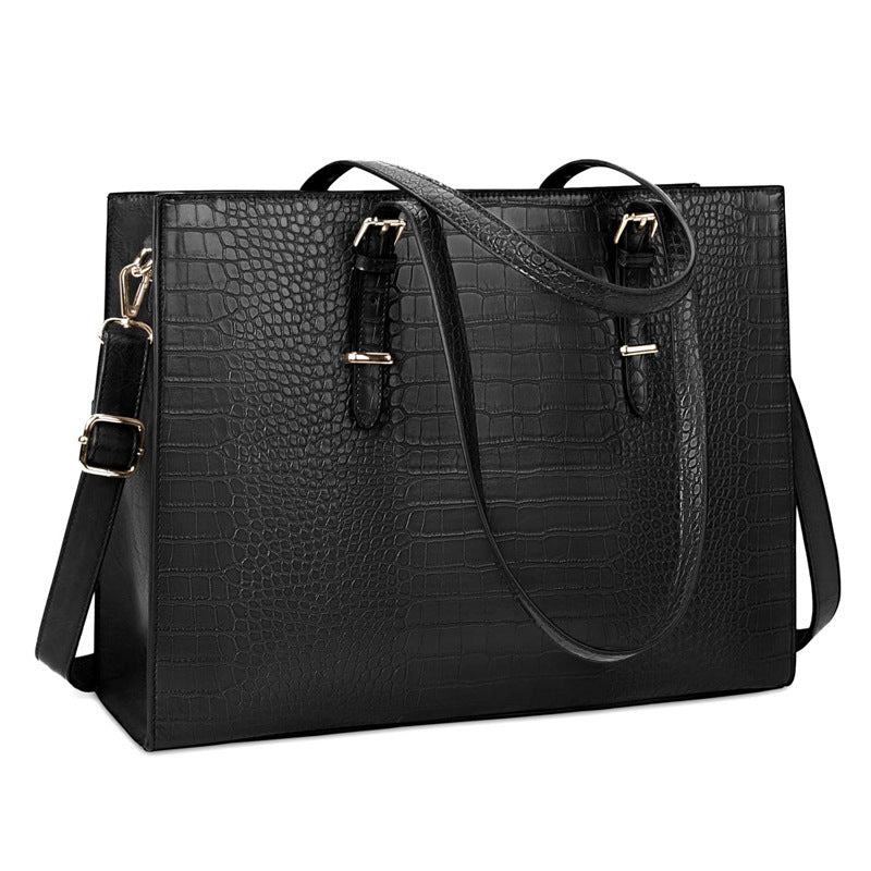 Sac ordinateur femme 15,6 pouces, cabas effet croco en simili cuir