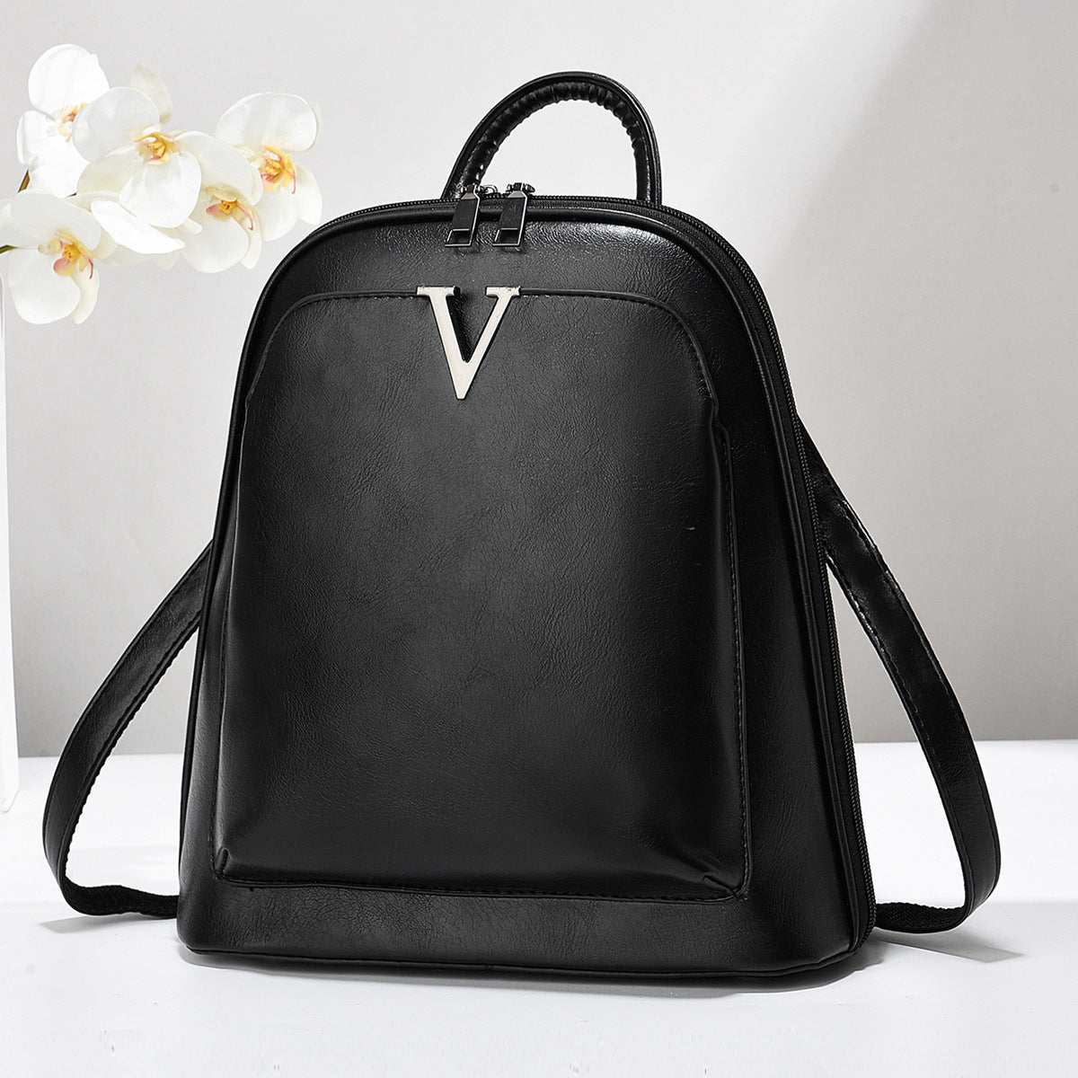 Sac à dos ordinateur femme en simili cuir aspect ciré, 4 coloris