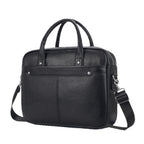 Sacoche ordinateur cuir homme 14 pouces, vachette grainée noire