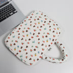 Pochette ordinateur matelassée imprimé oursons, anses rembourrées