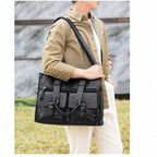 Sacoche ordinateur cuir homme 16 pouces, poches à boucles