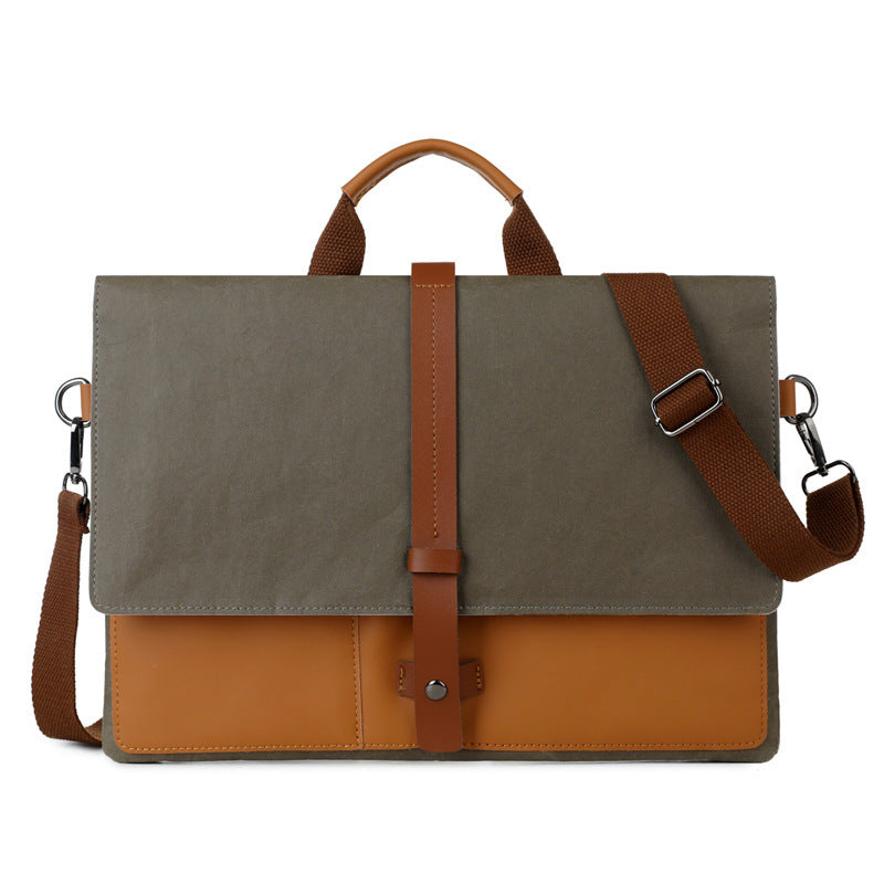 Une sacoche ordinateur en papier kraft au look rétro