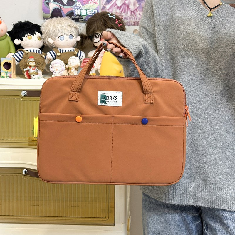 Pochette ordinateur 14 pouces en nylon à poignées, deux poches avant