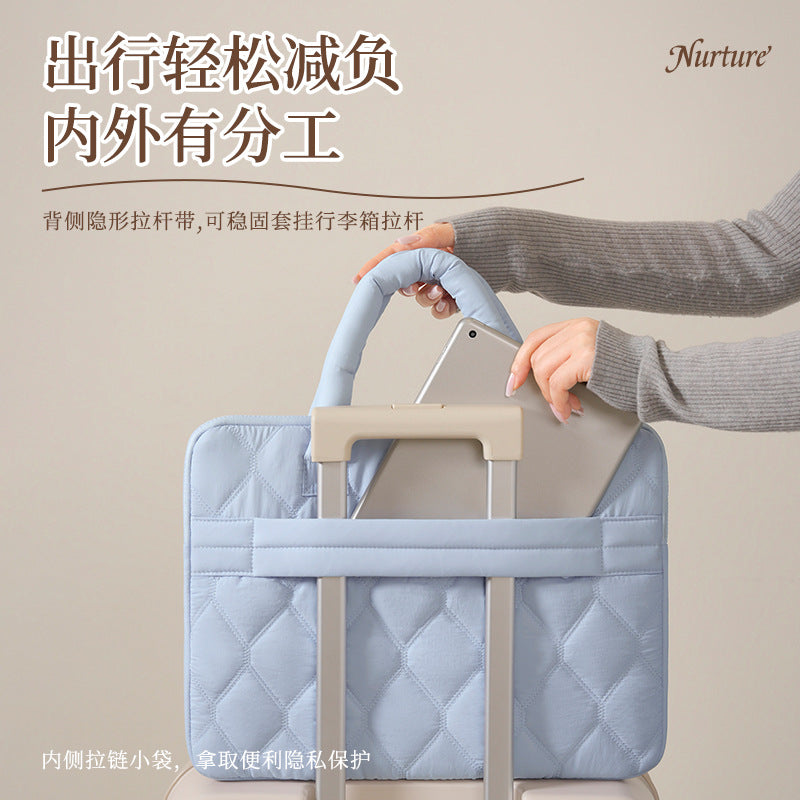 Pochette ordinateur femme matelassée 15,6 pouces, anses gonflées