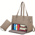 Sac ordinateur femme matelassé à compartiment isotherme et pochette