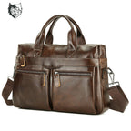 Sacoche ordinateur cuir homme 14 pouces, porte-documents à bandoulière