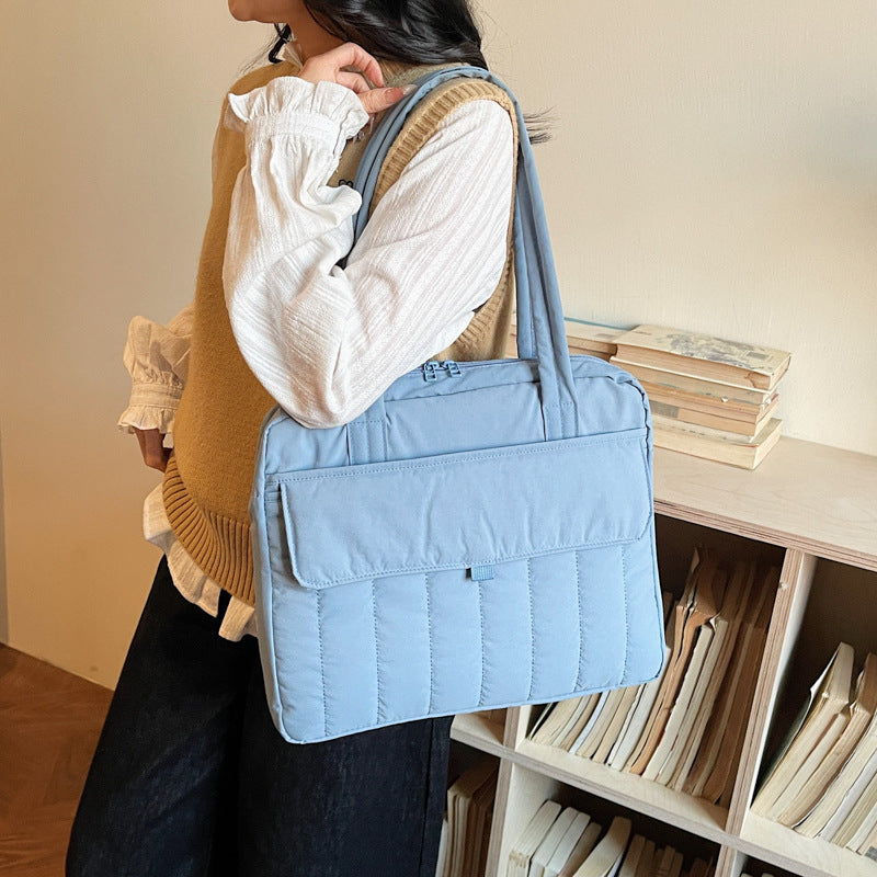 Sac ordinateur femme matelassé 14 pouces, cabas en nylon