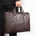 Sacoche ordinateur cuir homme 15,6 pouces, double zip et cuir lisse