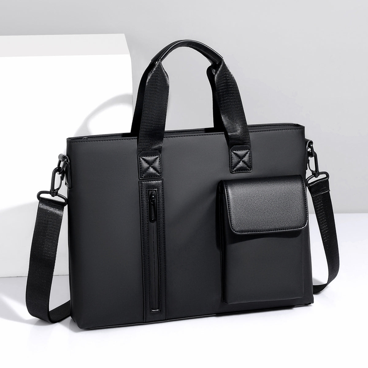 Sacoche ordinateur homme 14 pouces, toile mate et passant trolley