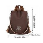 Sac à dos ordinateur femme antivol en oxford marron, convertible