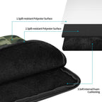 Housse ordinateur camouflage vert, mousse et doublure douce