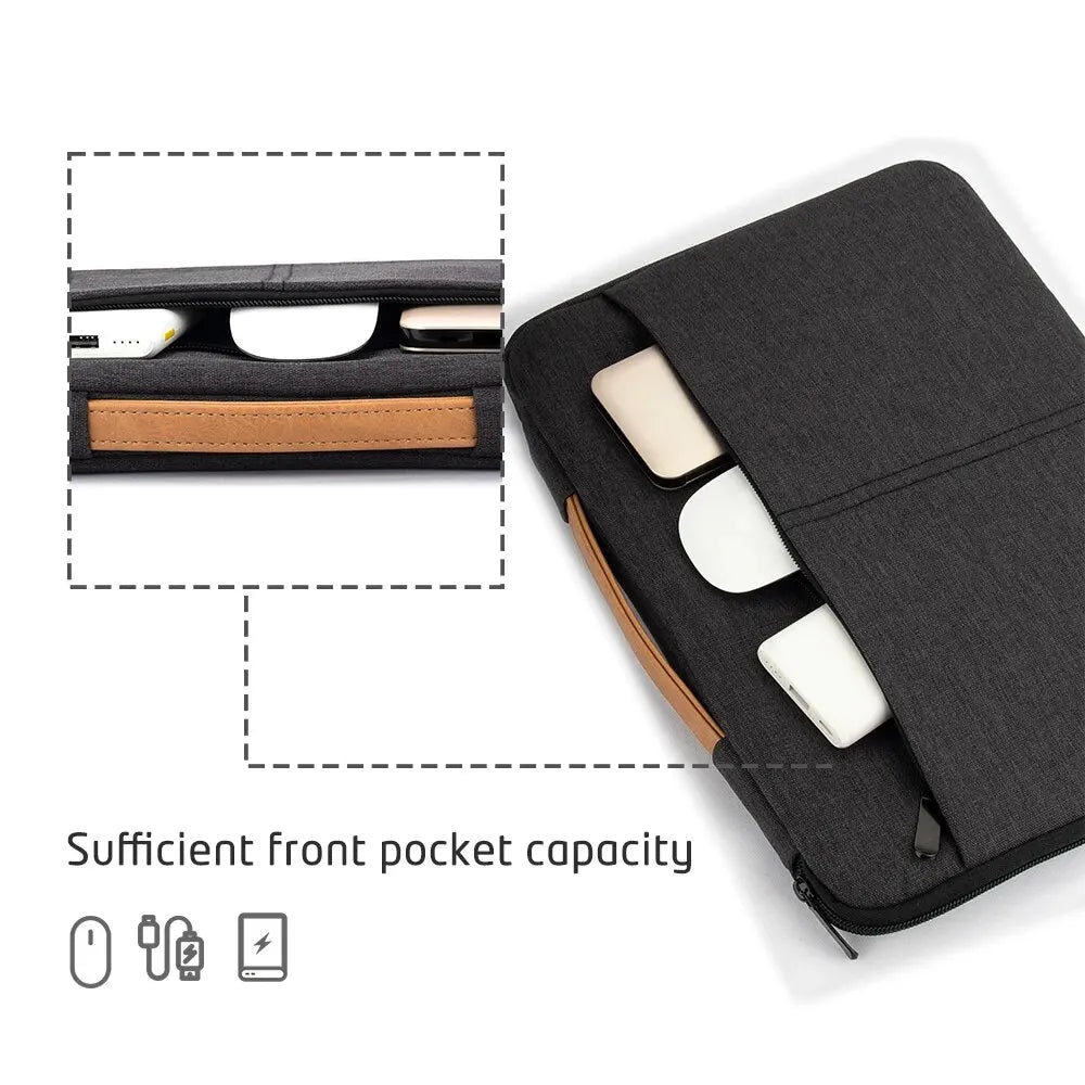 Pochette ordinateur à poche avant et poignée camel, 14 ou 15,6 pouces