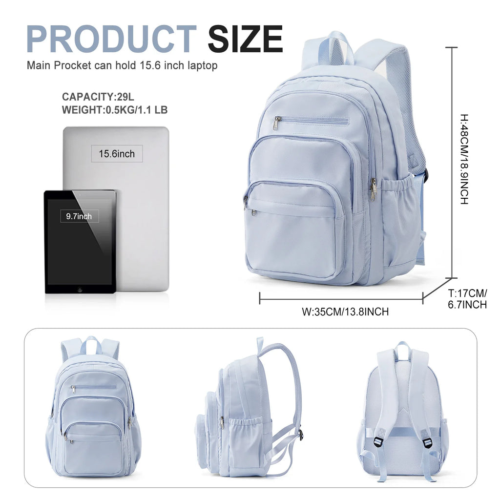 Sac à dos ordinateur 15,6 pouces en nylon, sept poches, 29 L