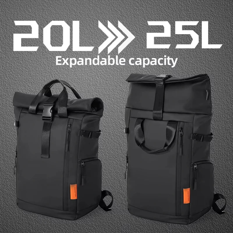 Sac à dos ordinateur 16 pouces à rabat roulé, extensible 20 à 25 L