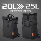 Sac à dos ordinateur 16 pouces à rabat roulé, extensible 20 à 25 L