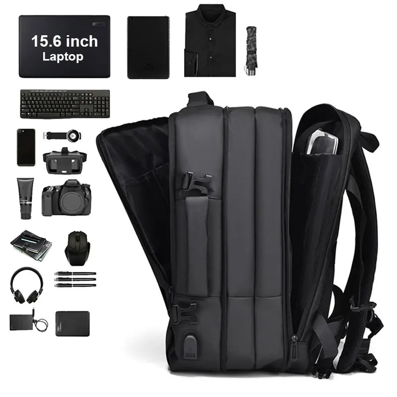 Sac à dos ordinateur 15,6 pouces, ouverture valise et soufflet 50 L