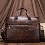 Sacoche ordinateur cuir homme 13,3 pouces, cuir ciré marron ou noir