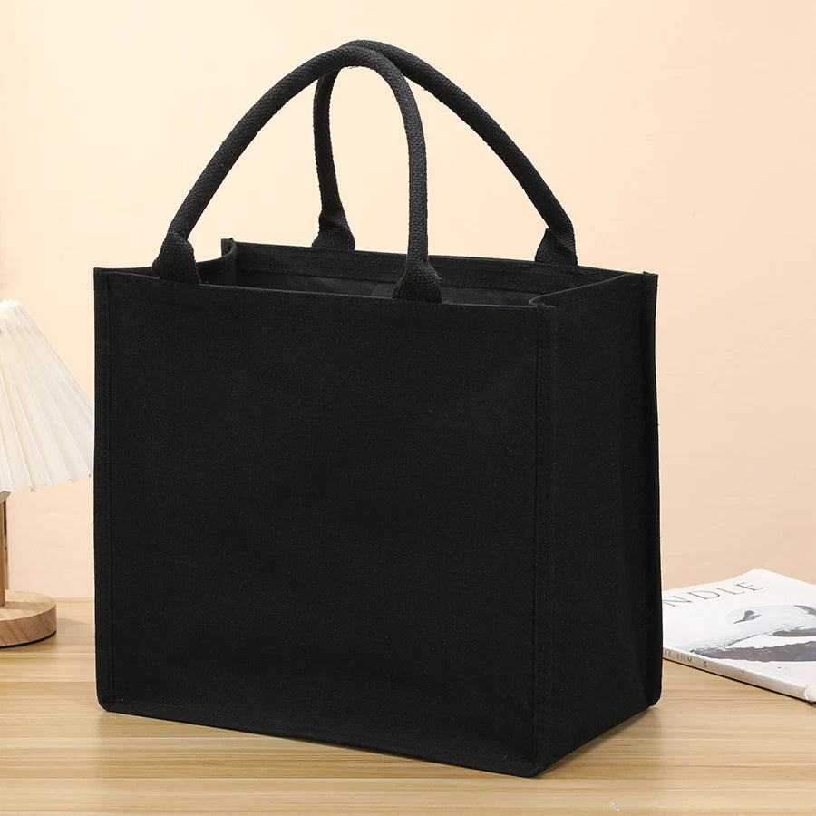 Cabas ordinateur en toile épaisse noire, petit ou grand modèle