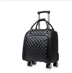 Trolley ordinateur femme matelassé noir à roulettes pivotantes