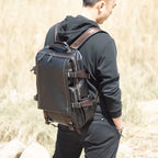 Sac à dos ordinateur cuir de vache noir, 14 ou 16 pouces