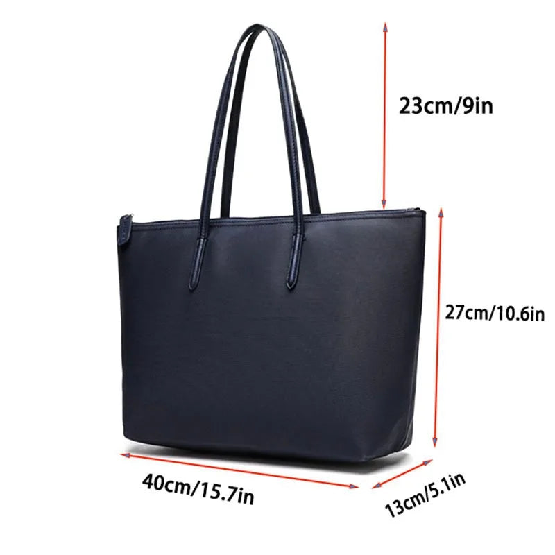 Sac ordinateur femme cabas zippé en toile enduite, 40 x 27 cm