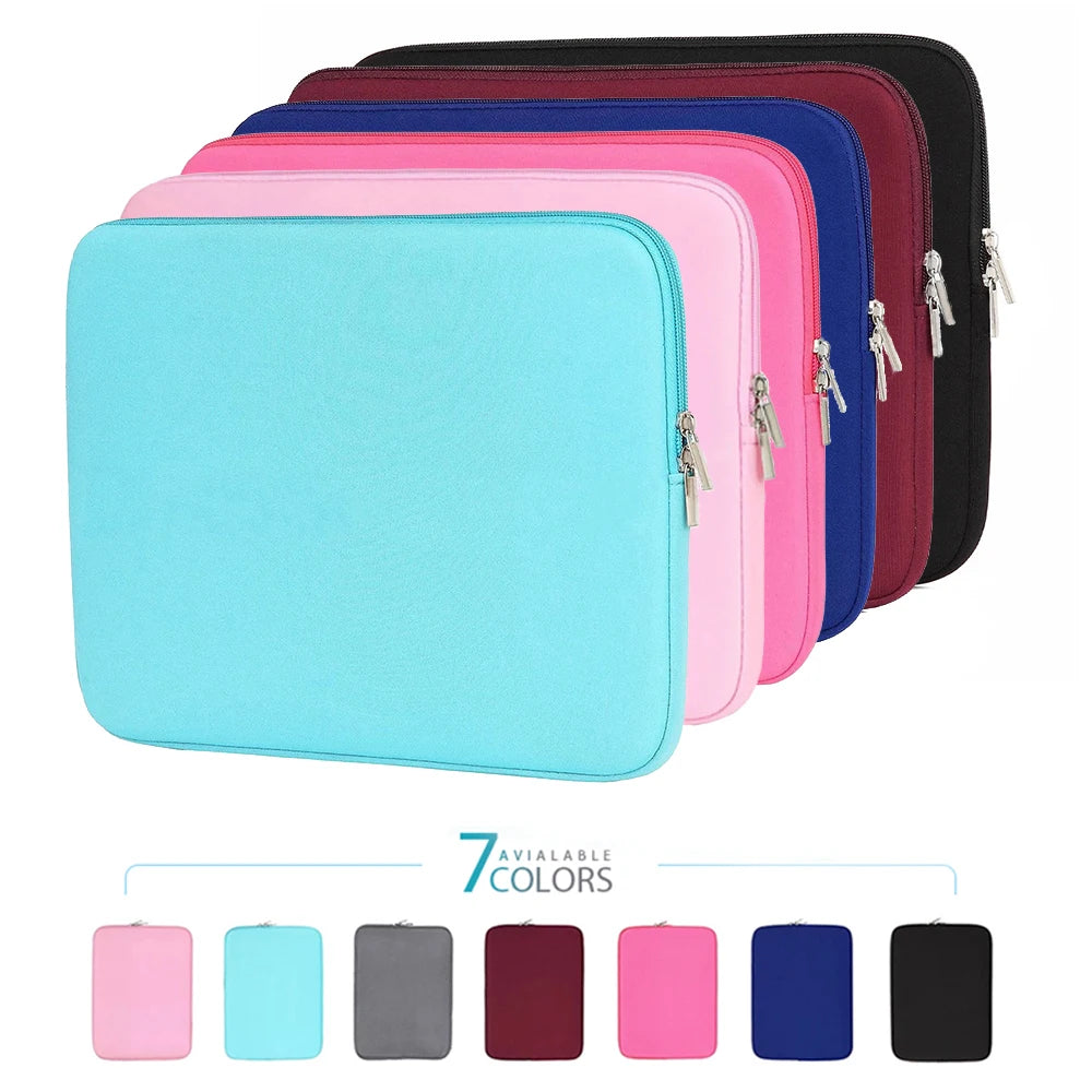 Housse ordinateur en coton doux, du 11 au 15,6 pouces, double zip