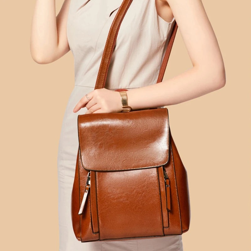 Sac à dos ordinateur cuir femme, convertible en sac porté épaule