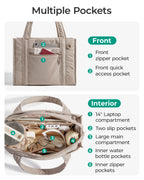 Sac ordinateur femme matelassé, bandoulière amovible et poche gourde