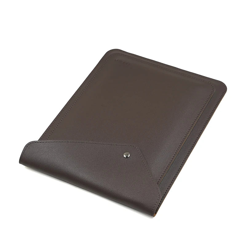 Pochette ordinateur simili cuir à rabat enveloppe et double poche