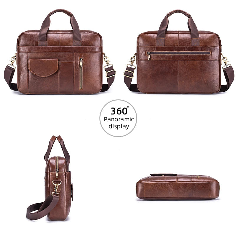 Sacoche ordinateur cuir homme 15,6 pouces, poche à rabat aimanté