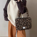 Pochette ordinateur femme léopard en peluche, de 13,3 à 16 pouces