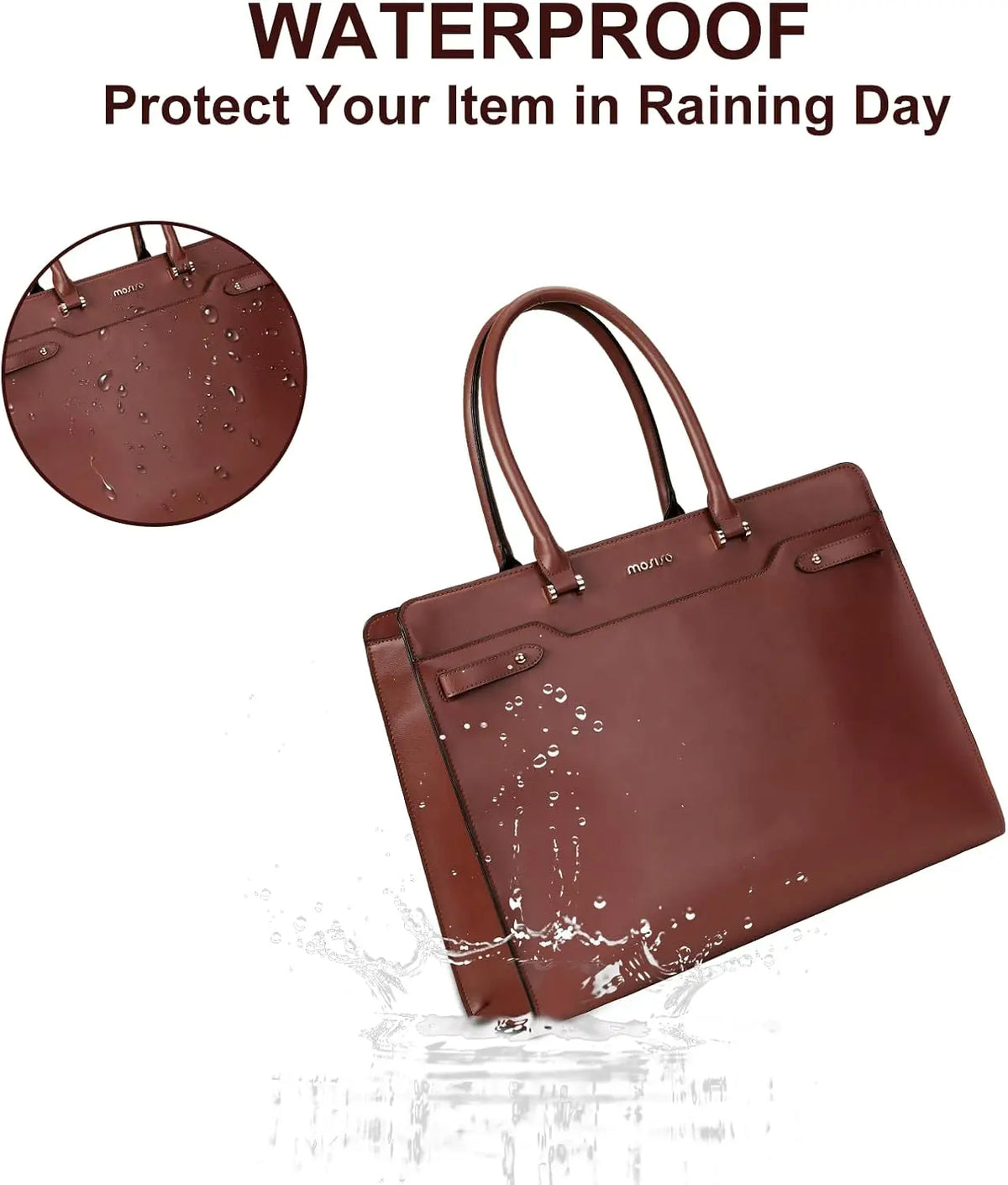 Sac ordinateur femme 15,6 pouces, cabas en simili cuir marron