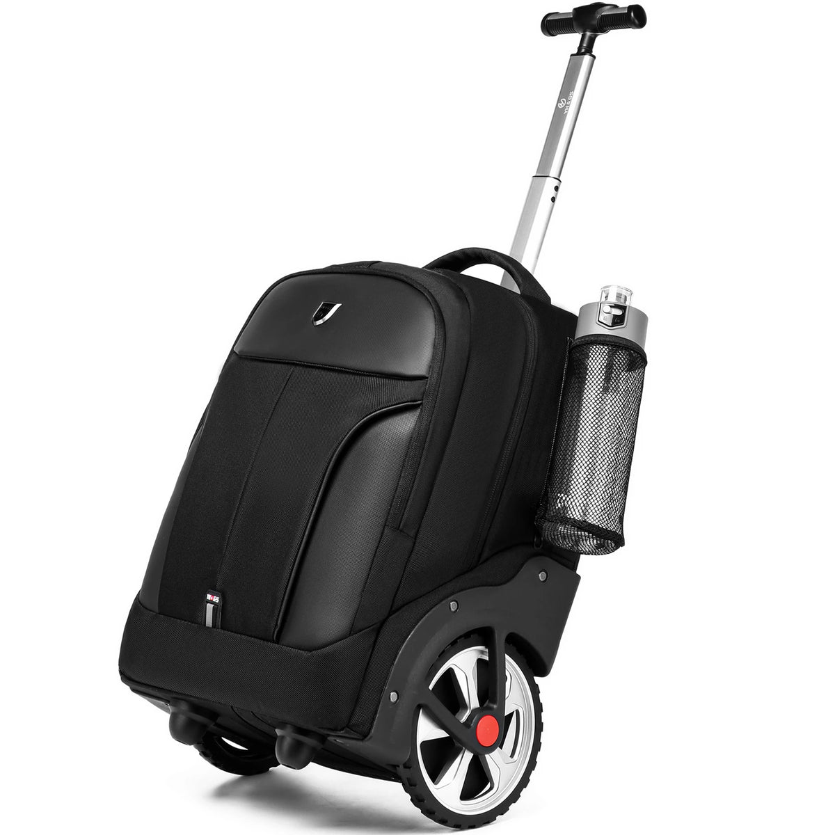Un sac à dos à roulettes avec grandes roues