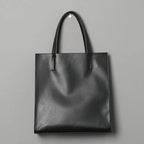 Sac ordinateur homme, cabas vertical en simili cuir lisse noir