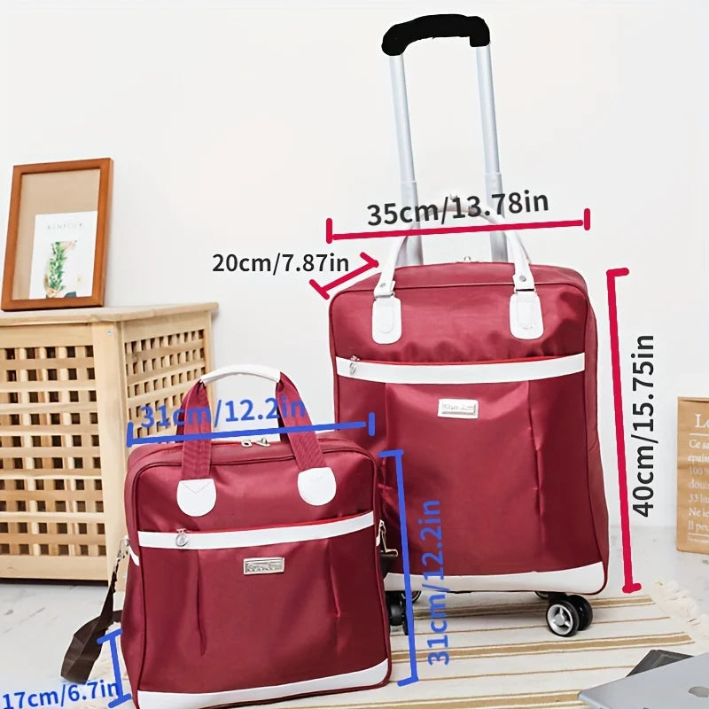 Trolley ordinateur femme avec sac à main assorti, rouge bordeaux