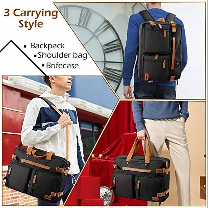 Sacoche ordinateur convertible en sac à dos, 15,6 ou 17,3 pouces