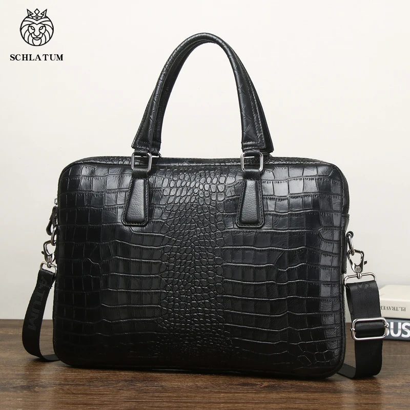Sacoche ordinateur cuir homme effet croco, jusqu'à 15,6 pouces
