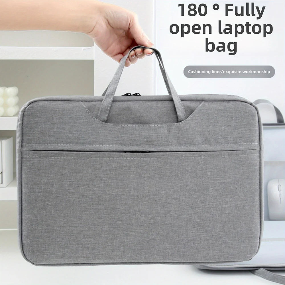 Pochette ordinateur nylon à anses, ouverture à plat, 12 à 15,6 pouces