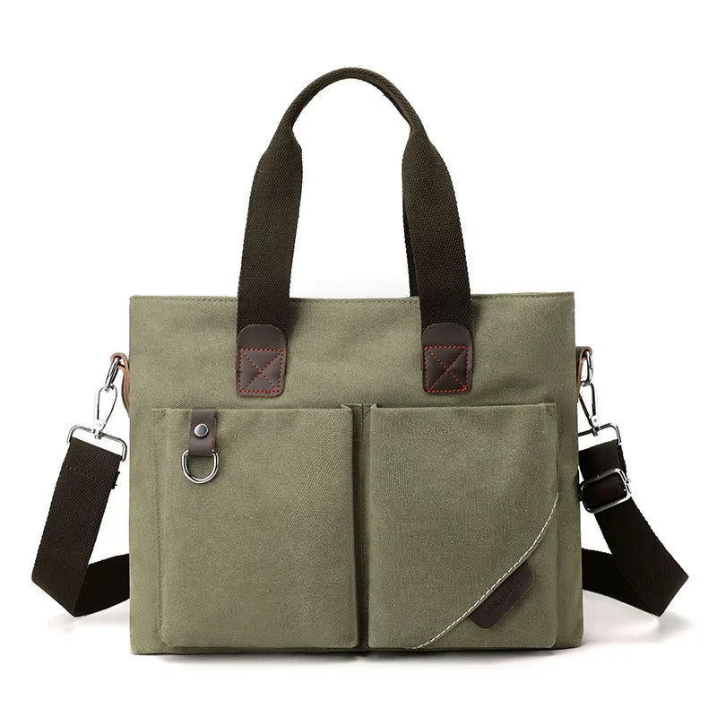 Un sac ordinateur homme en toile, horizontal ou vertical