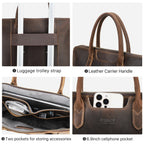 Sacoche ordinateur cuir homme extra-plate avec passant trolley