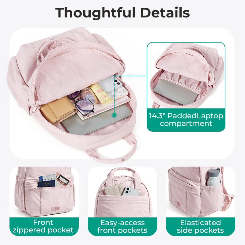 Sac à dos ordinateur ergonomique 14 pouces en polyester, 9 coloris