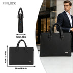 Sacoche ordinateur cuir homme noir grainé, verrou biométrique