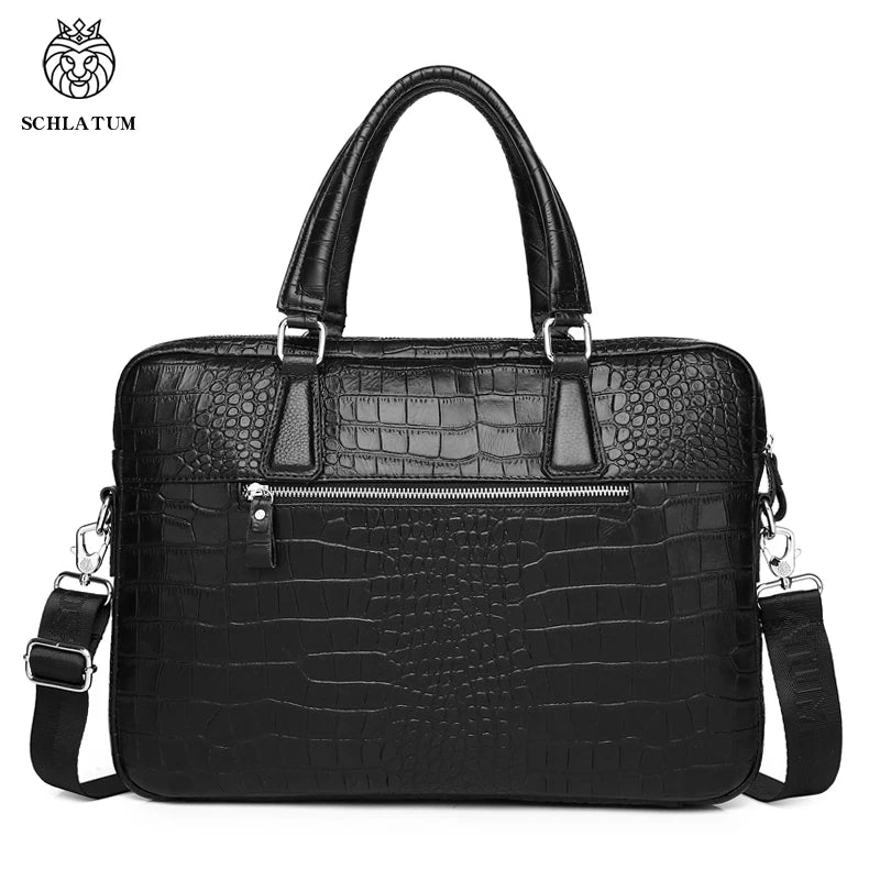 Sacoche ordinateur cuir homme effet croco, jusqu'à 15,6 pouces