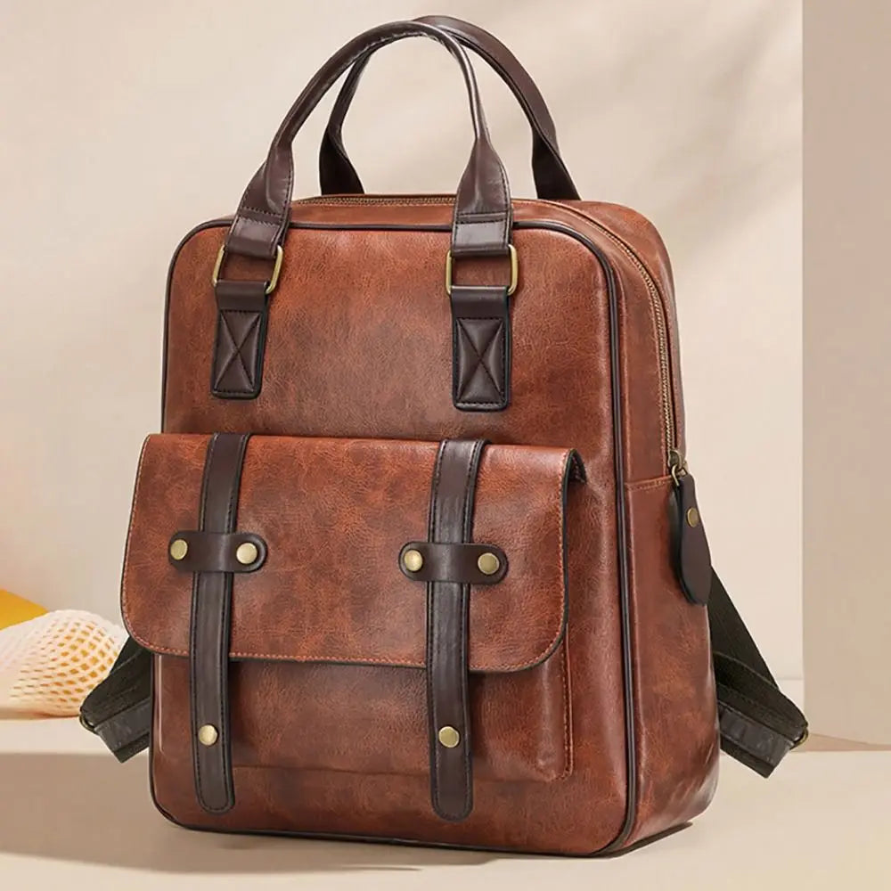 Sac à dos tablette 10 pouces en simili cuir vintage à sangles rivetées